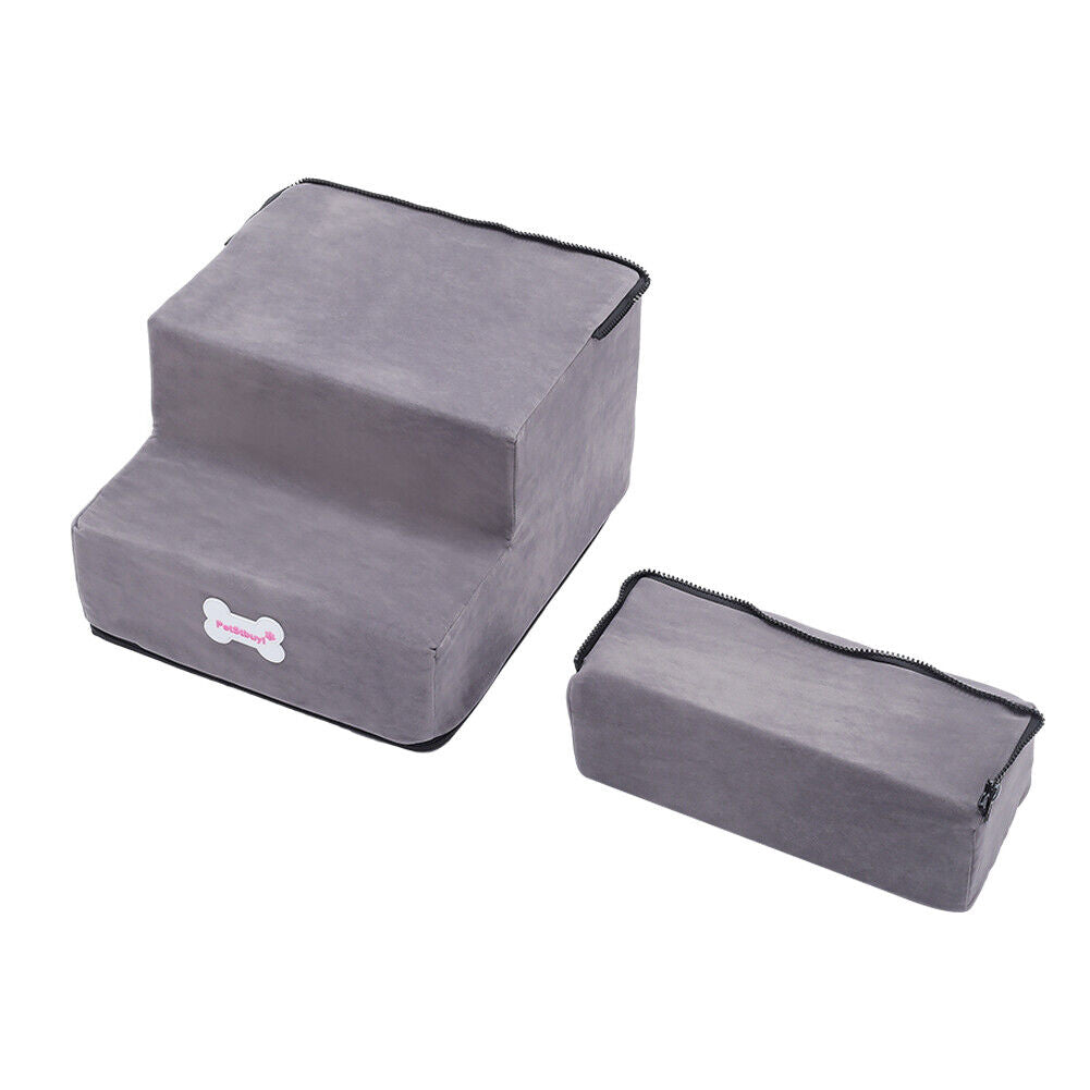 3/4/5 Steps Dog Stairs Pet For Bed Sofa Cats Ladder Ramp With Removable Cover UK