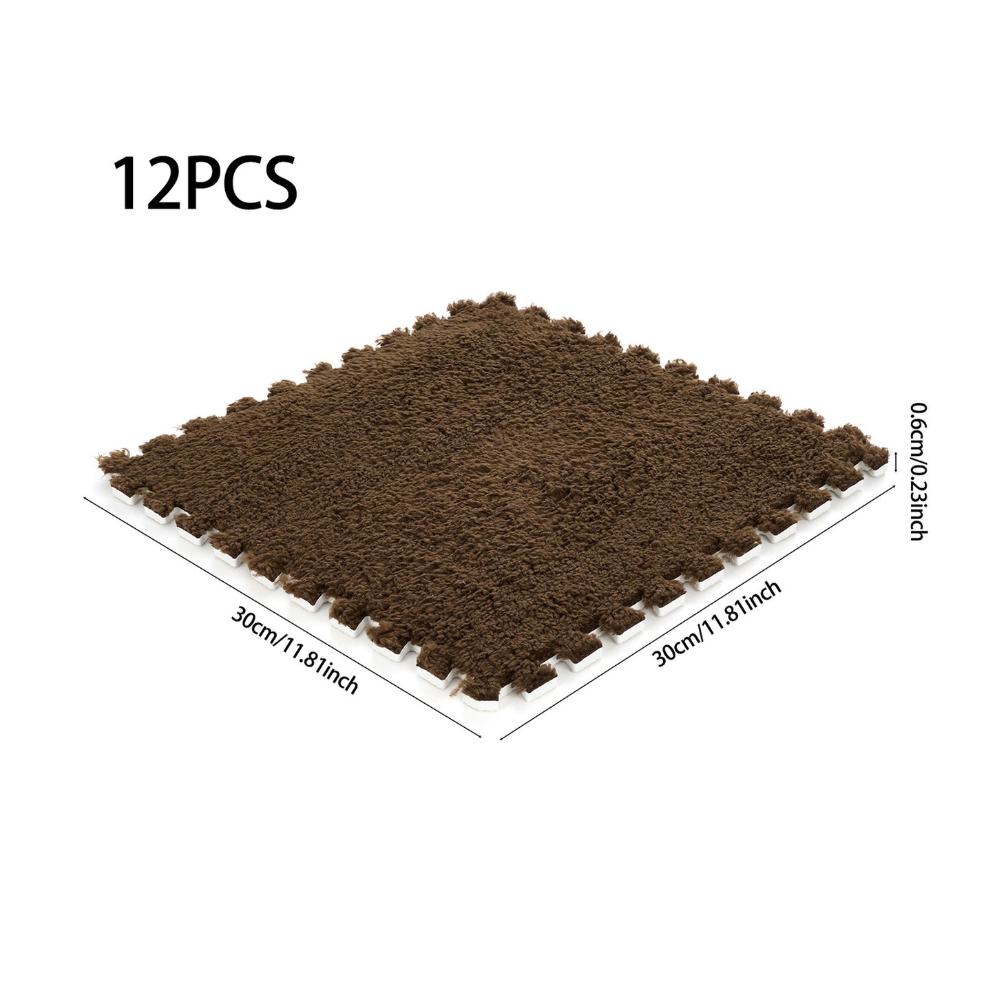 Plush EVA Foam Carpet Tiles 12/24pcs Interlocking Floor Mat Soft Cozy Anti-slip