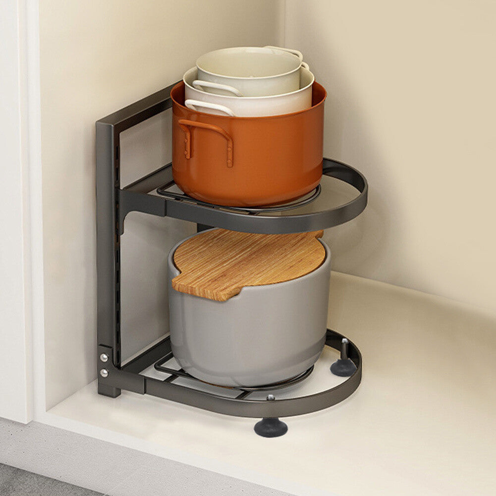 2-7Tier Black Pan Stand Saucepan Pot Rack Kitchen Storage Organiser Shelf Holder