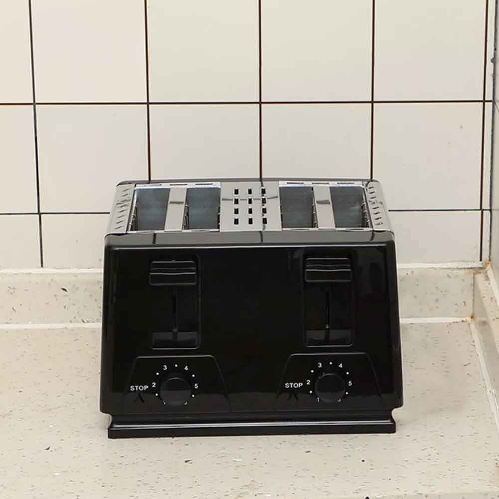 Black Toaster 4 Slice Variable Browning Defrost Reheat Extra Wide Slot UK 3