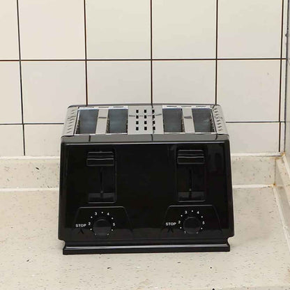 Black Toaster 4 Slice Variable Browning Defrost Reheat Extra Wide Slot UK 3