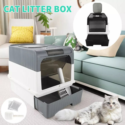 Large Cat Litter Box Self-Cleaning Pan Drawer Anti-Splashing Cat Potty Tray - Ceenaz Store
