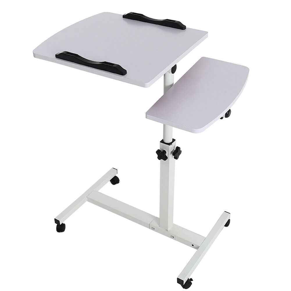 Adjustable Height Overbed Chair Dining Tray Table Mobile Tilting Tabletop Desk