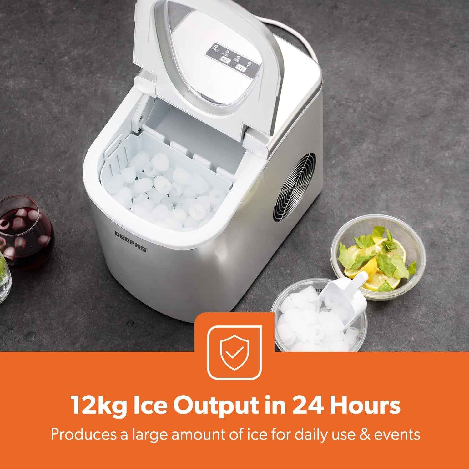 Countertop Ice Cube Maker Machine 2.2L Electric Fast Automatic Portable Geepas