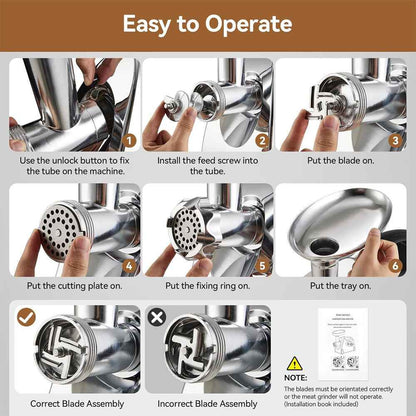 2800W Electric Meat Grinder Mincer Sausage Maker Filler Home w/3 Grinding Plates