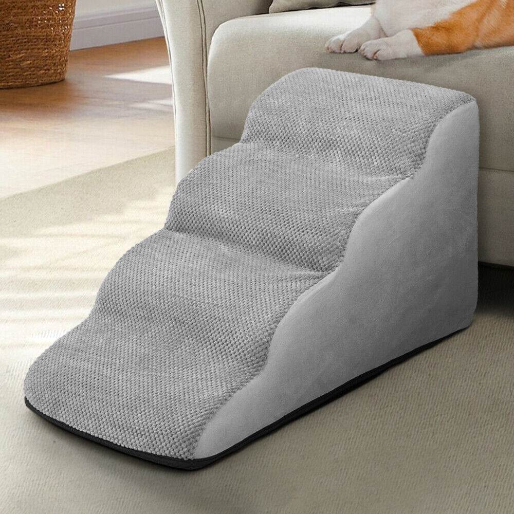 3/4/5 Steps Dog Stairs Pet For Bed Sofa Cats Ladder Ramp With Removable Cover UK
