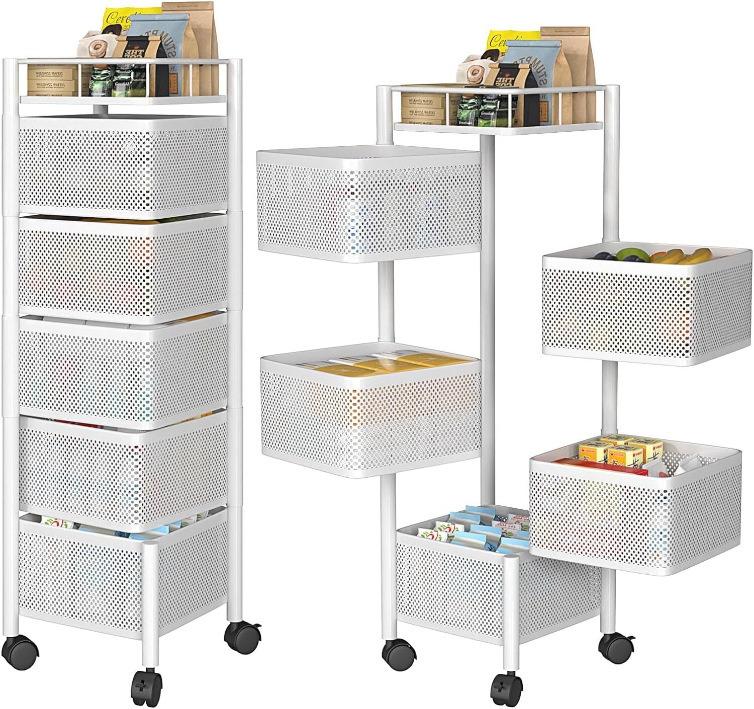 Ceenaz 6-Tier Rotating Kitchen Storage Cart: Utility Vegetable Mobile Shelf Rack - Ceenaz Store