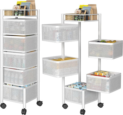 Ceenaz 6-Tier Rotating Kitchen Storage Cart: Utility Vegetable Mobile Shelf Rack - Ceenaz Store
