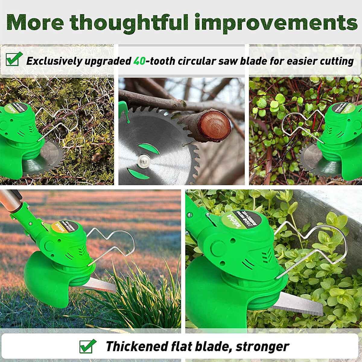 21V Cordless Electric Strimmer Grass Trimmer Weed Cutter Garden Edger +2 Battery