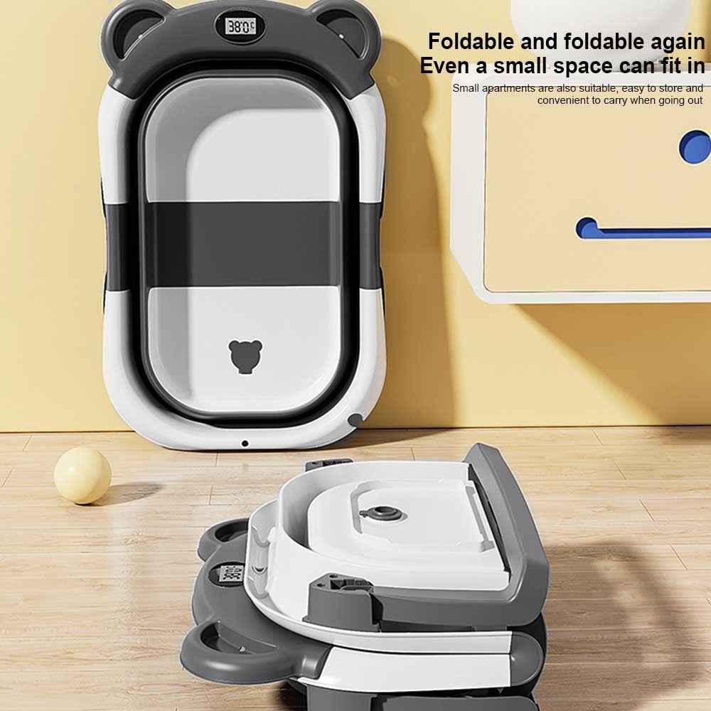 Foldable Baby Bath Tub with Temperature & Cushion Bath Pad + Bath Net New