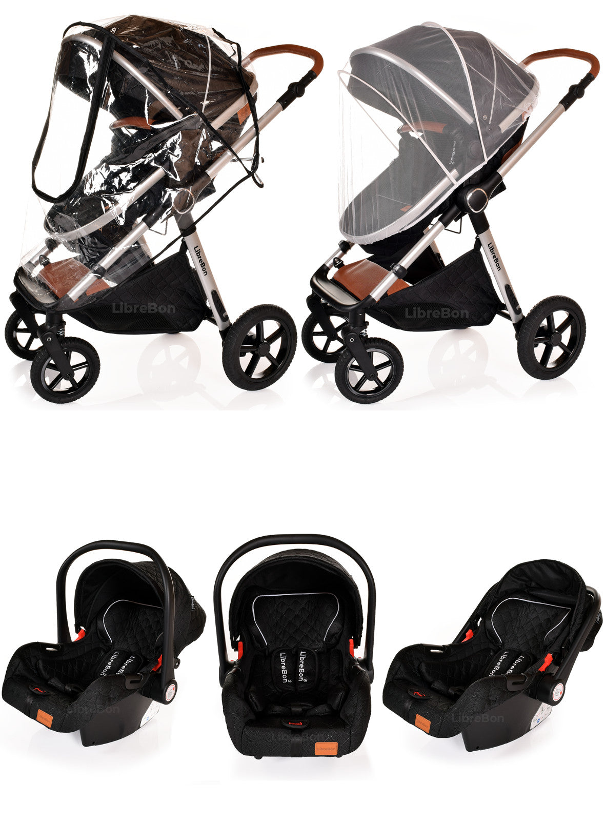 3 in 1 Pram Newborn Baby Buggy Set Travel System with Car Seat Folding Pushchair