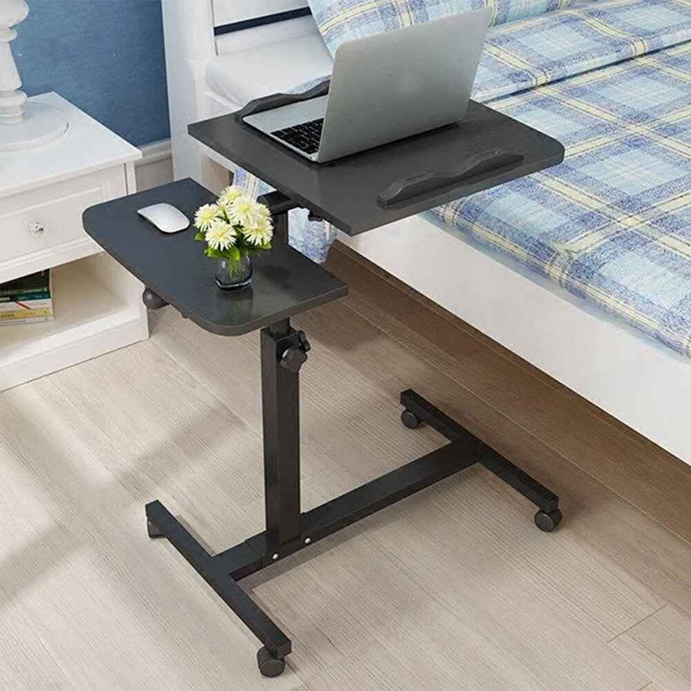 Adjustable Height Overbed Chair Dining Tray Table Mobile Tilting Tabletop Desk