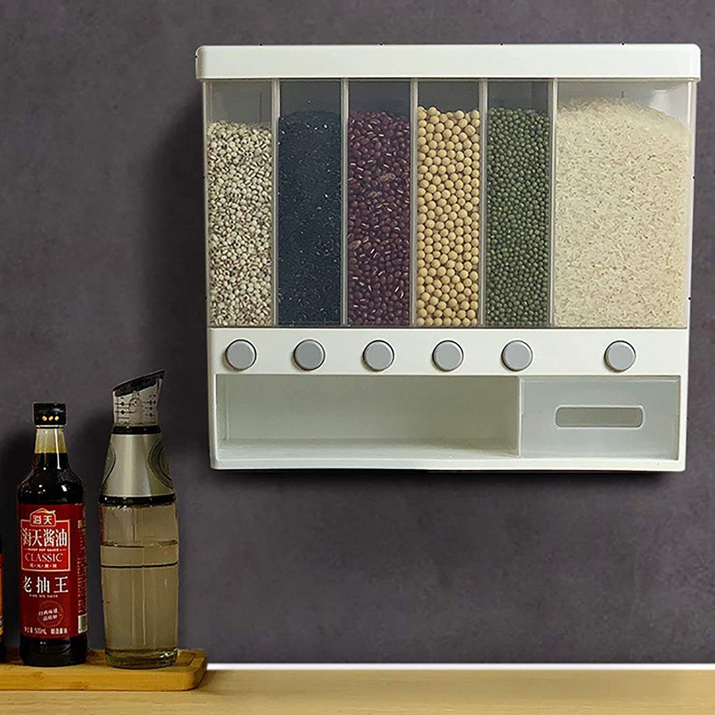 10L Wall Mounted Kitchen Rice Dispenser Container Cereal Dry Food Storage Box UK