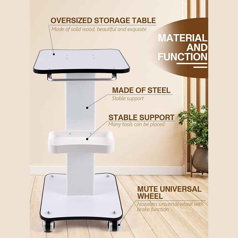 White Beauty Salon Trolley On Wheels SPA Machine Storage Rolling Trolley Cart K