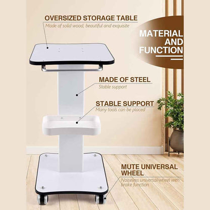 White Beauty Salon Trolley On Wheels SPA Machine Storage Rolling Trolley Cart K
