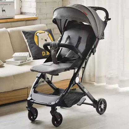Portable Baby Stroller One-Hand Folding Pushchair W/Adjustable Backrest