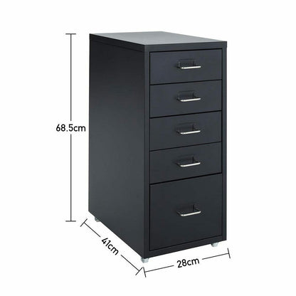 3/5/6/8 Drawers Mobile Metal Desk Office Pedestal Storage Filing Cabinets Unit