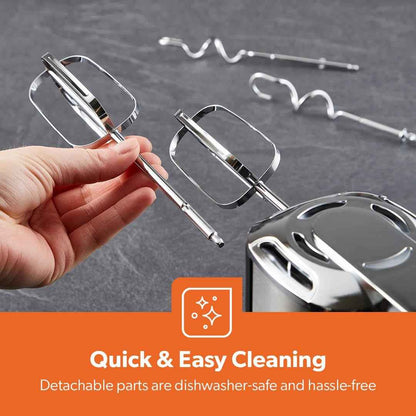 GEEPAS Electric Hand Mixer Food Mixer For Baking 5 Speed Storage Stand 400W