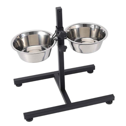 45CM Tall Large Dog Food Feeding Stand Station Stainless Steel Dual Raised Bowls
