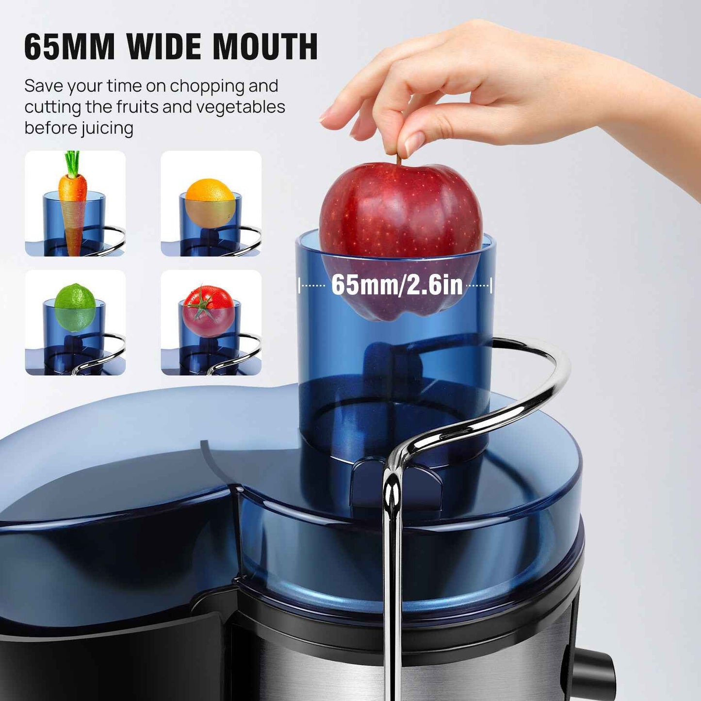 1000W Juicer Machine Whole Fruit and Vegetable Juice Extractor Stainless Steel