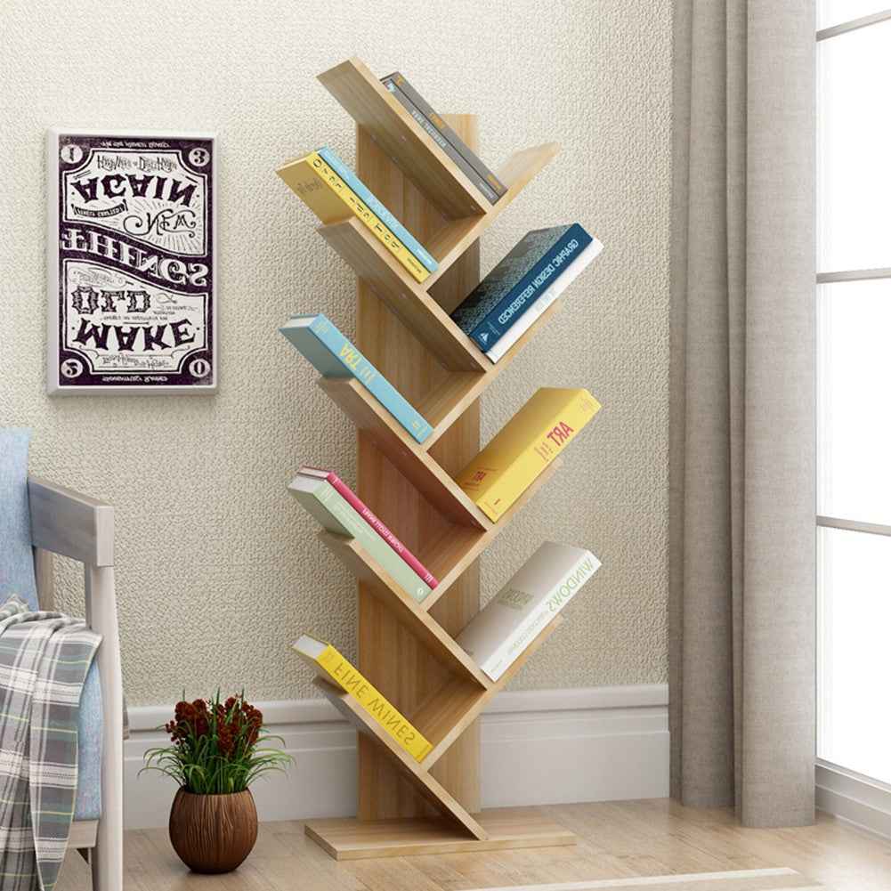 3/5/9 Shelf Tree Free Standing Bookshelf Wood Shape Desk Bookcase Display Rack