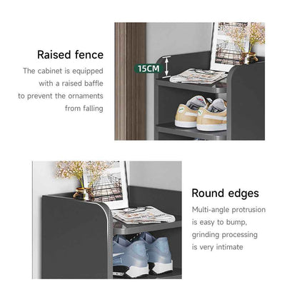 5-8 Tier Black Wooden Hallway Shoe Rack Open Shelves Shoe Cabinet Storage Unit