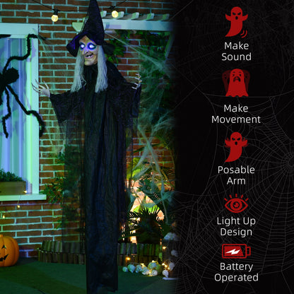 6ft Outdoor Halloween Decoration Witch with Sound and Motion Activated