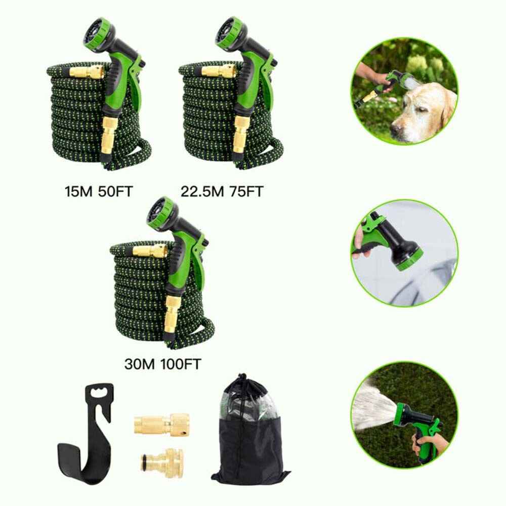 200FT Heavy Duty Expandable Garden Hose Flexible Hose Pipe 10 Modes Spray Gun UK