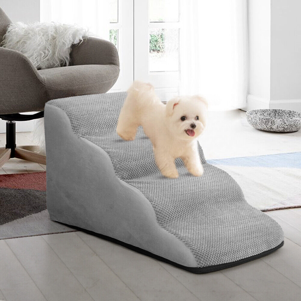 3/4/5 Steps Dog Stairs Pet For Bed Sofa Cats Ladder Ramp With Removable Cover UK