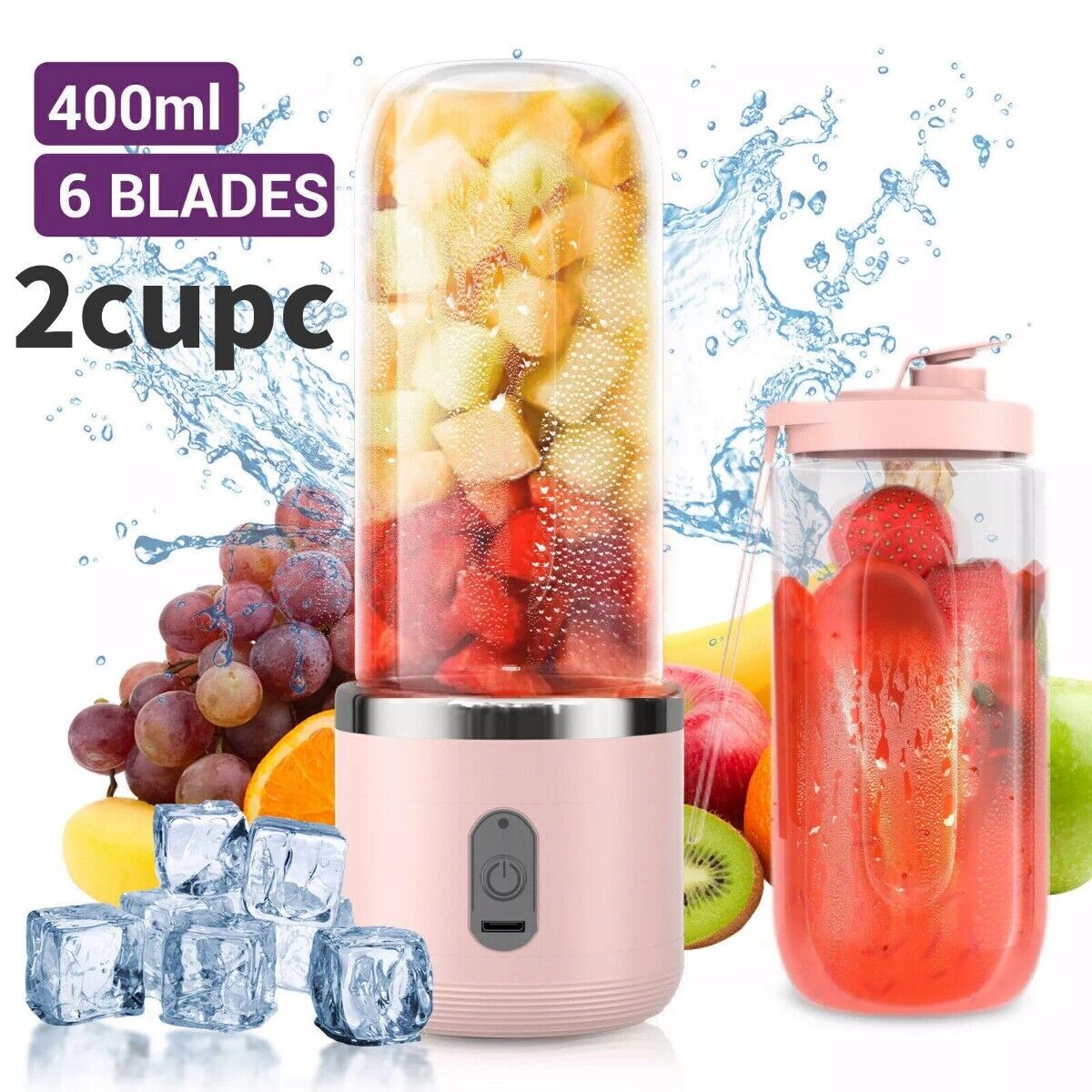 Electric Juice Maker Portable Blender Smoothie Mini Juicer Fruit Machine 400ml