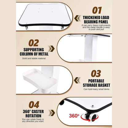 White Beauty Salon Trolley On Wheels SPA Machine Storage Rolling Trolley Cart K