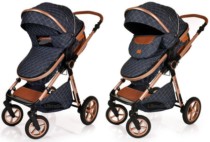 3 in 1 Pram Newborn Baby Buggy Set Travel System with Car Seat Folding Pushchair