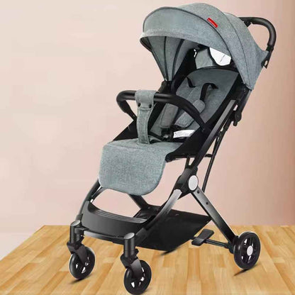 Portable Baby Stroller One-Hand Folding Pushchair W/Adjustable Backrest