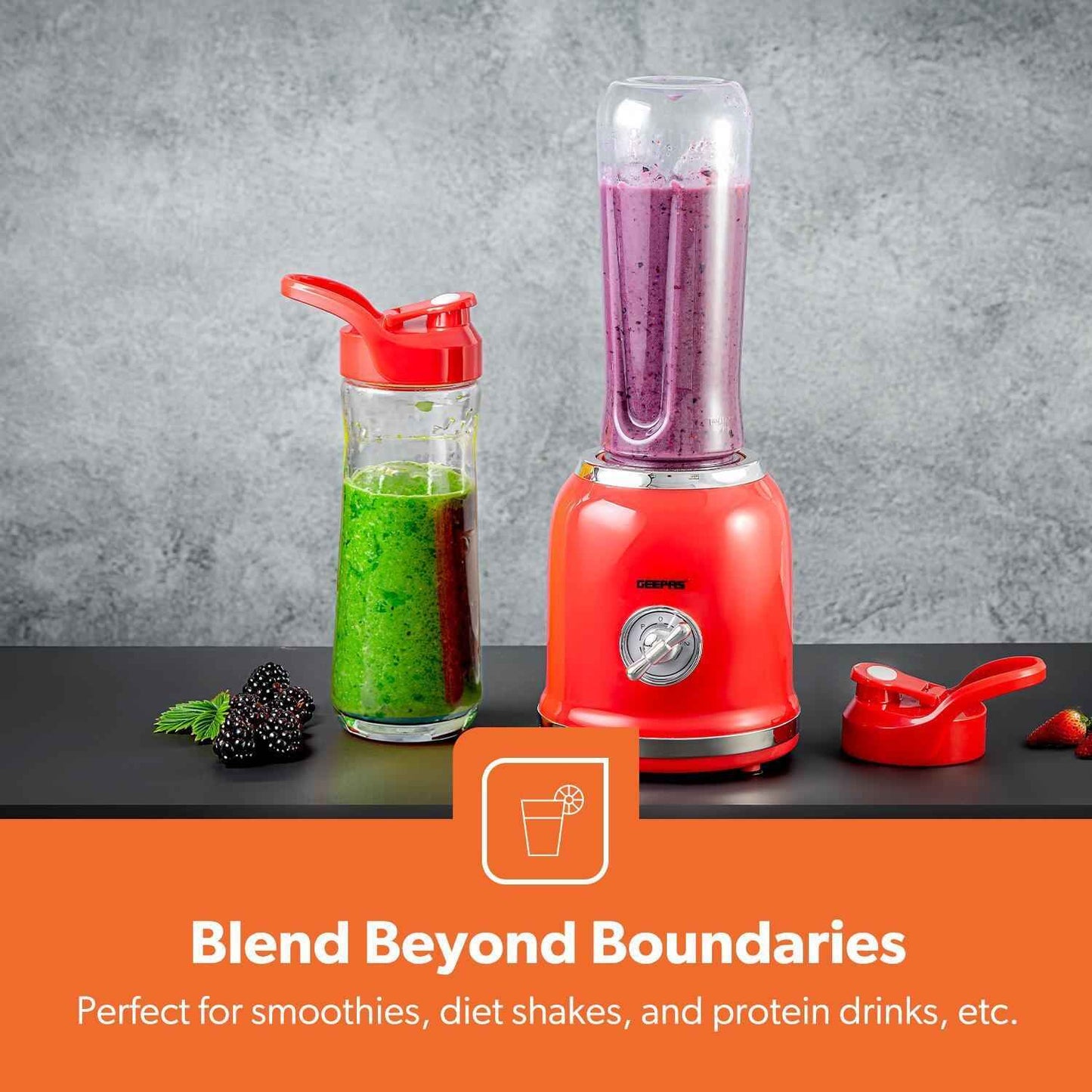 GEEPAS 300W Nutri Blender Smoothie Milkshake Maker 2 Speed Pulse Function Red
