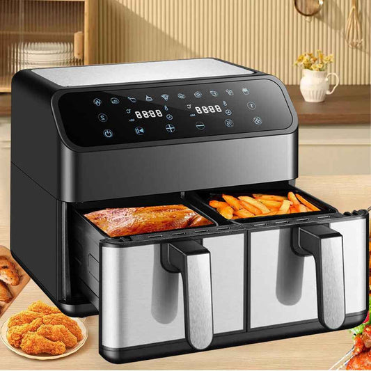 6L+6L Dual Zone Digital Air Fryer Oven Cooker Oil Free Low Fat with 100 Tray