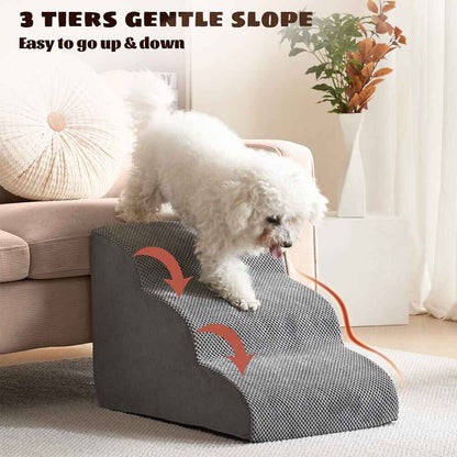 3/4/5 Steps Dog Stairs Pet For Bed Sofa Cats Ladder Ramp With Removable Cover UK