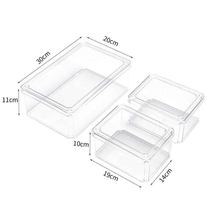 S/M/L Clear Plastic Fridge Storage Box Cupboard Organiser Fruit Veg Rack 3-10Pcs