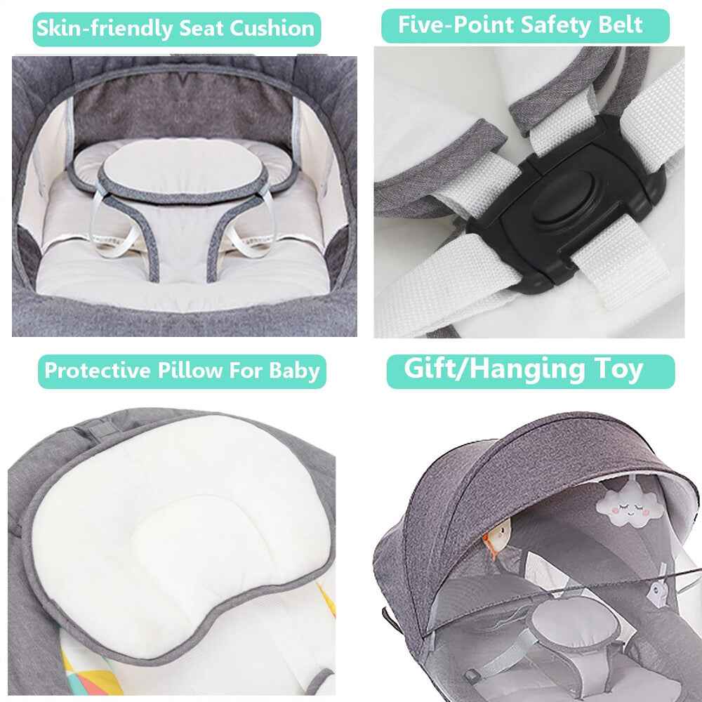 Bluetooth Electric Baby Swing Infant Music Cradle Bouncer Chair Rocker Remote UK