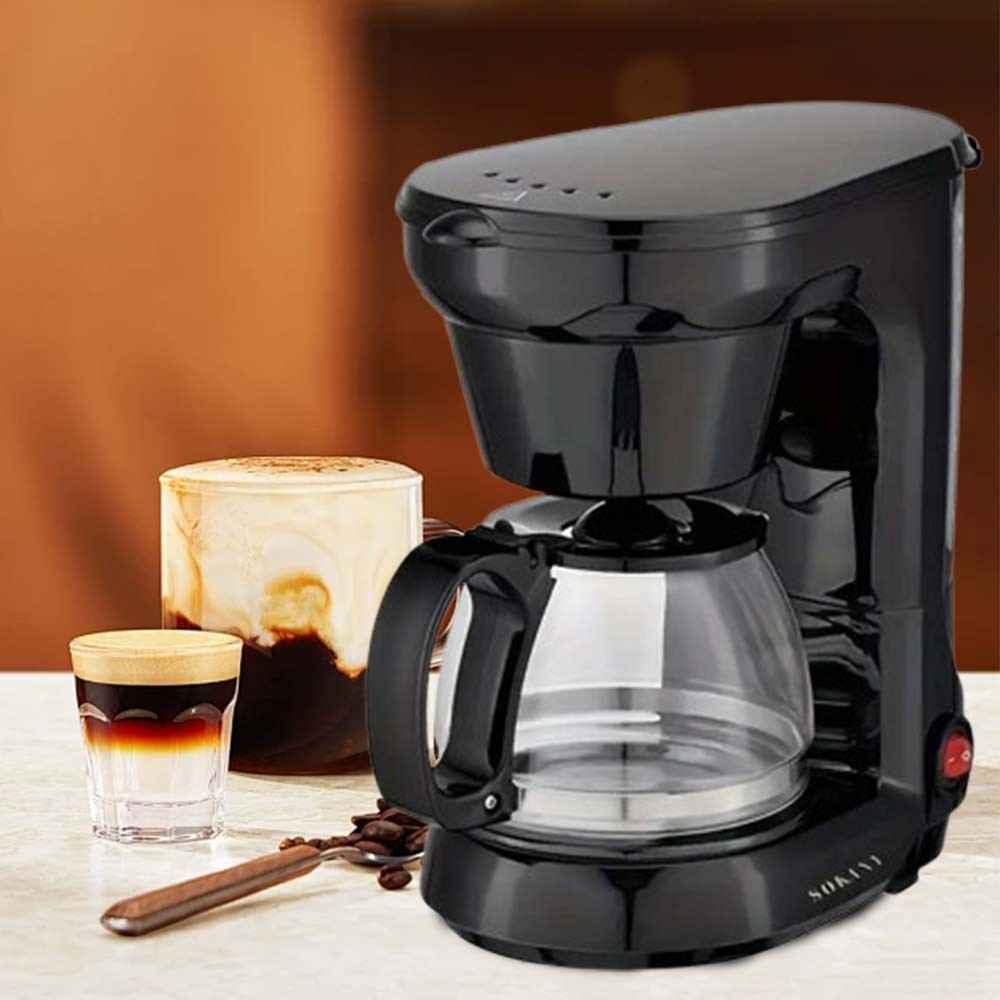 750ml Filter Coffee Maker Machine Instant Anti-Drip Keep Warm Quick Brew Black