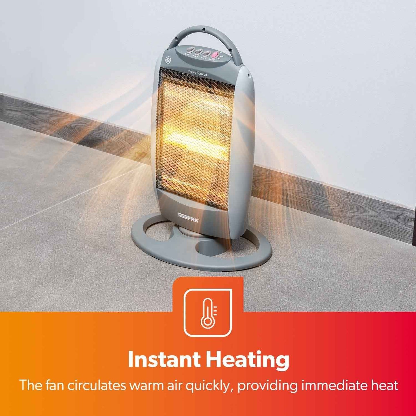Halogen Heater Instant Heating Portable Quartz Heater 1200W Grey Pack of 2