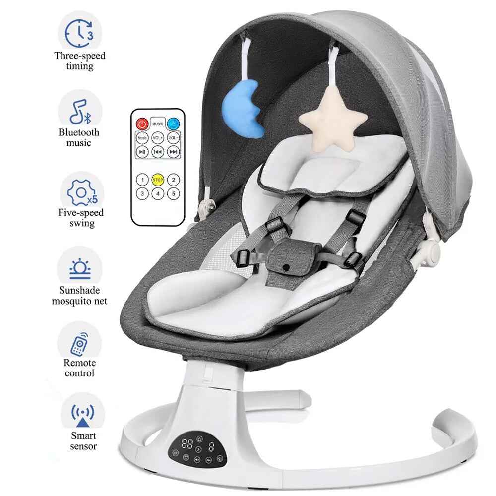 Bluetooth Electric Baby Swing Infant Music Cradle Bouncer Chair Rocker Remote UK