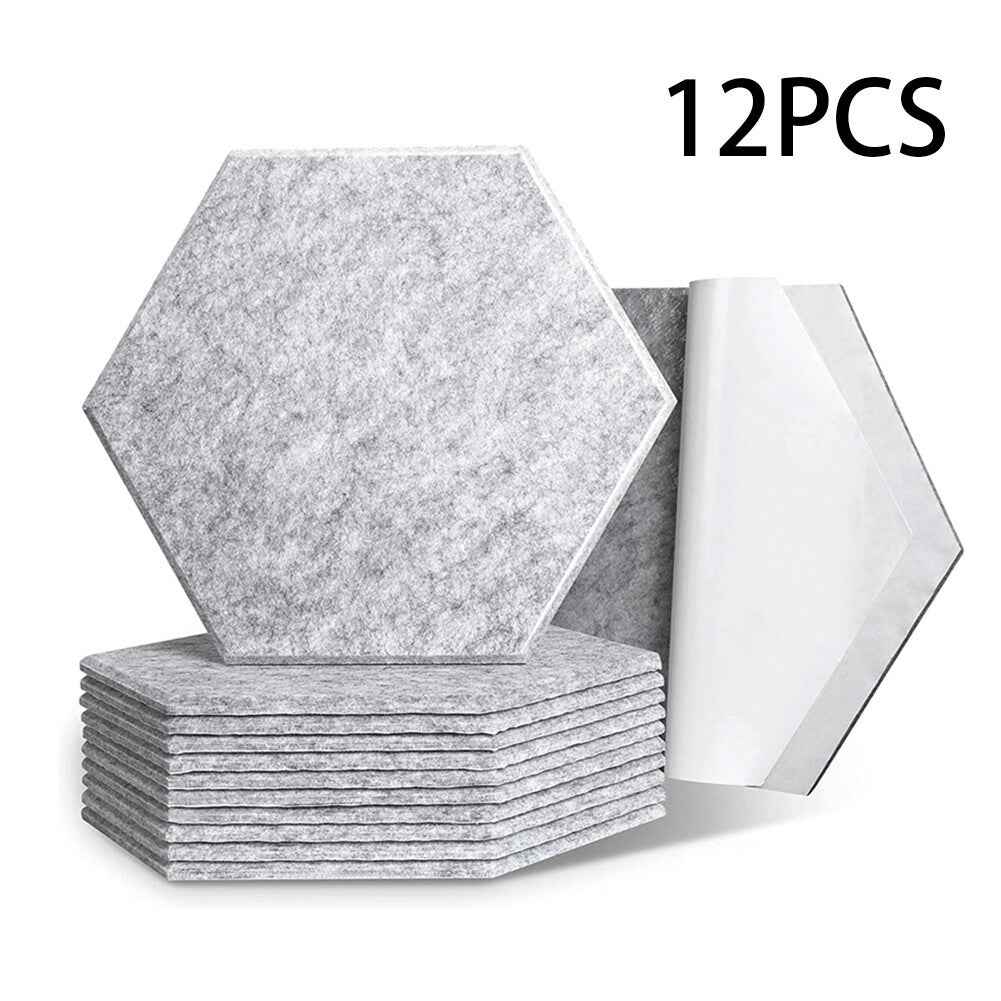 12x Self-adhesive Acoustic Wall Panel Tiles Studio Sound Proofing Insulation Pad