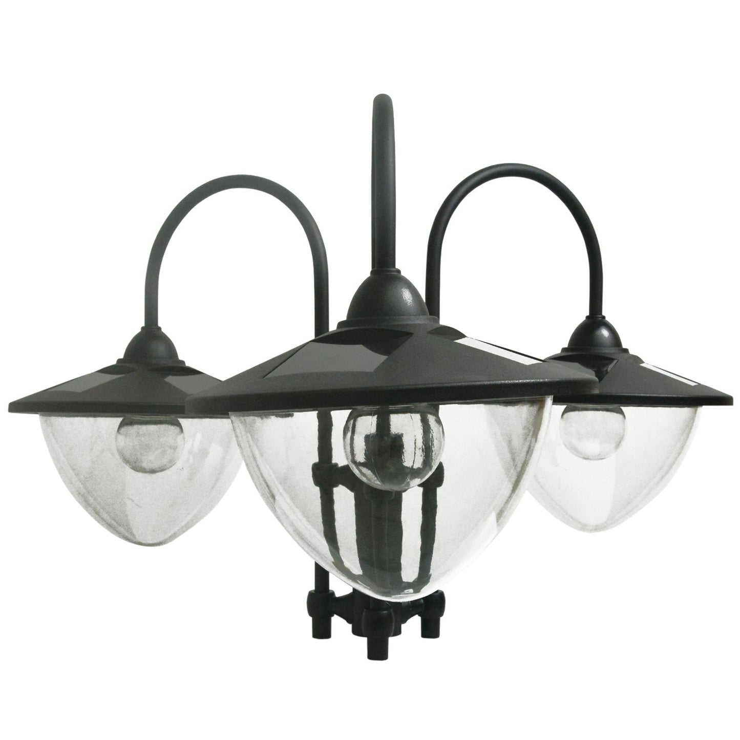 3-head LED Solar Light Lamp Street Light Post with Planter Base, Black