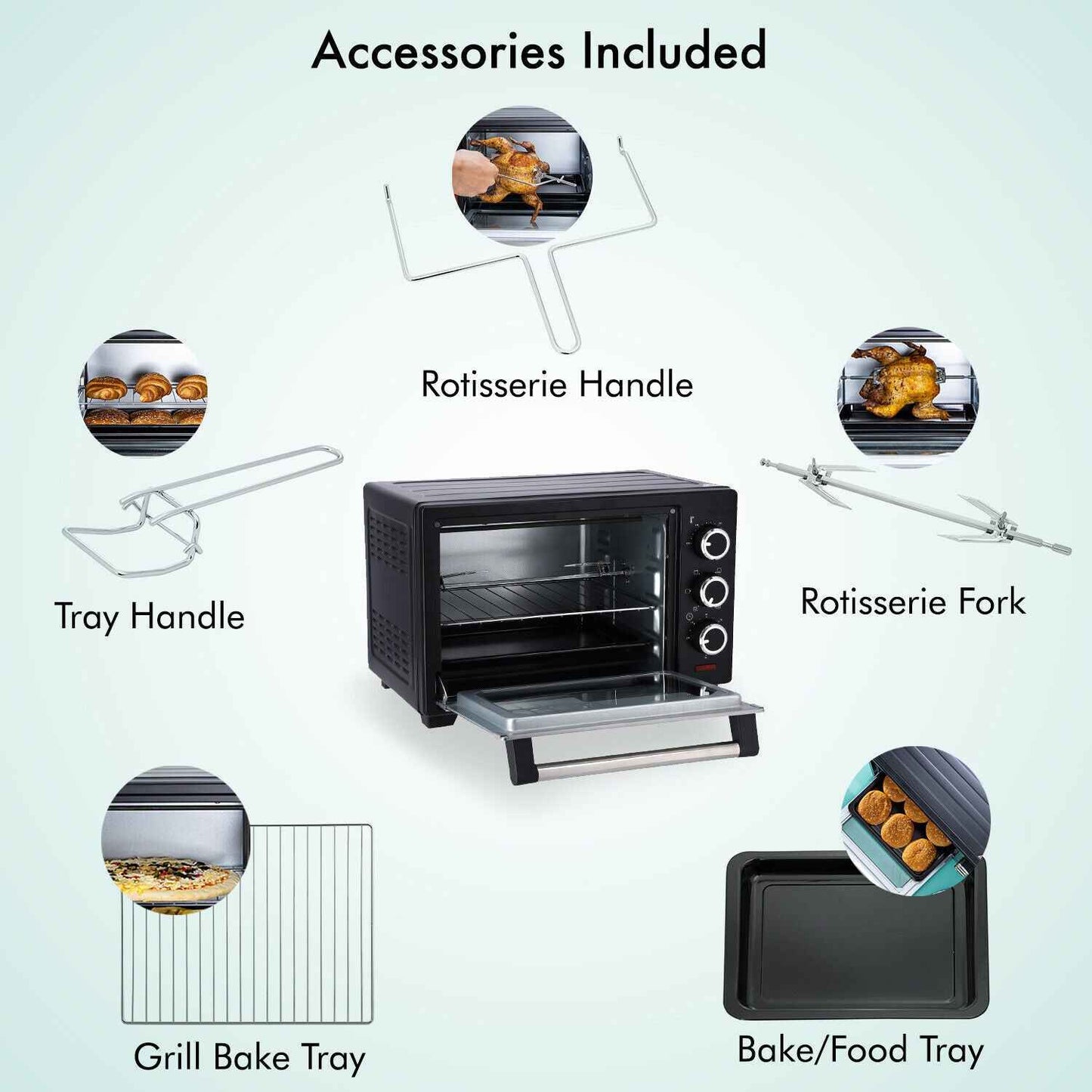 GEEPAS Mini Oven Toaster Grill Tabletop Compact Portable Baking Cooker Electric