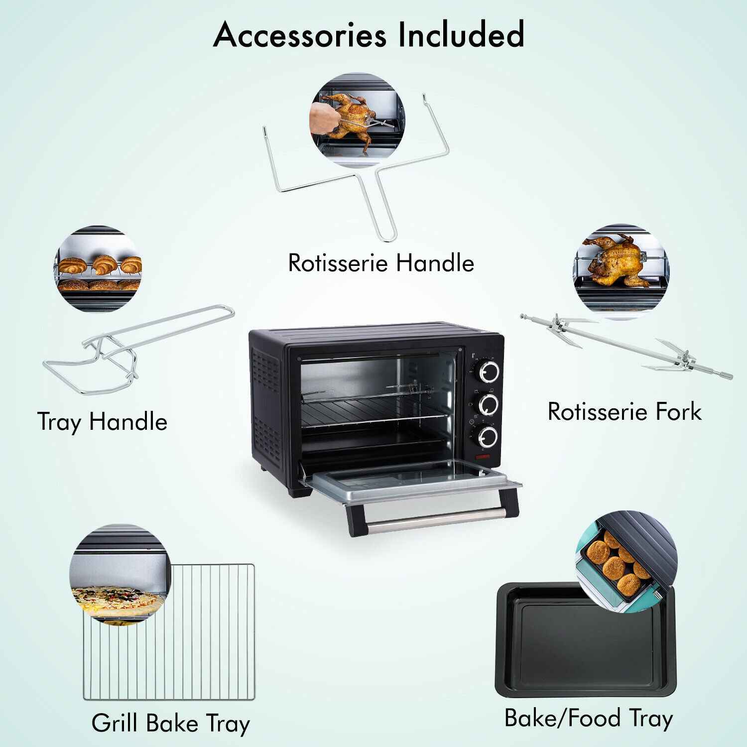 GEEPAS Mini Oven Toaster Grill Tabletop Compact Portable Baking Cooker Electric