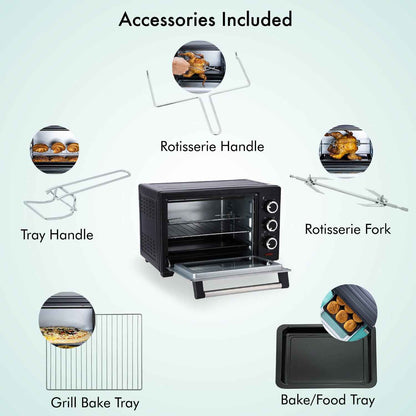 GEEPAS Mini Oven Toaster Grill Tabletop Compact Portable Baking Cooker Electric