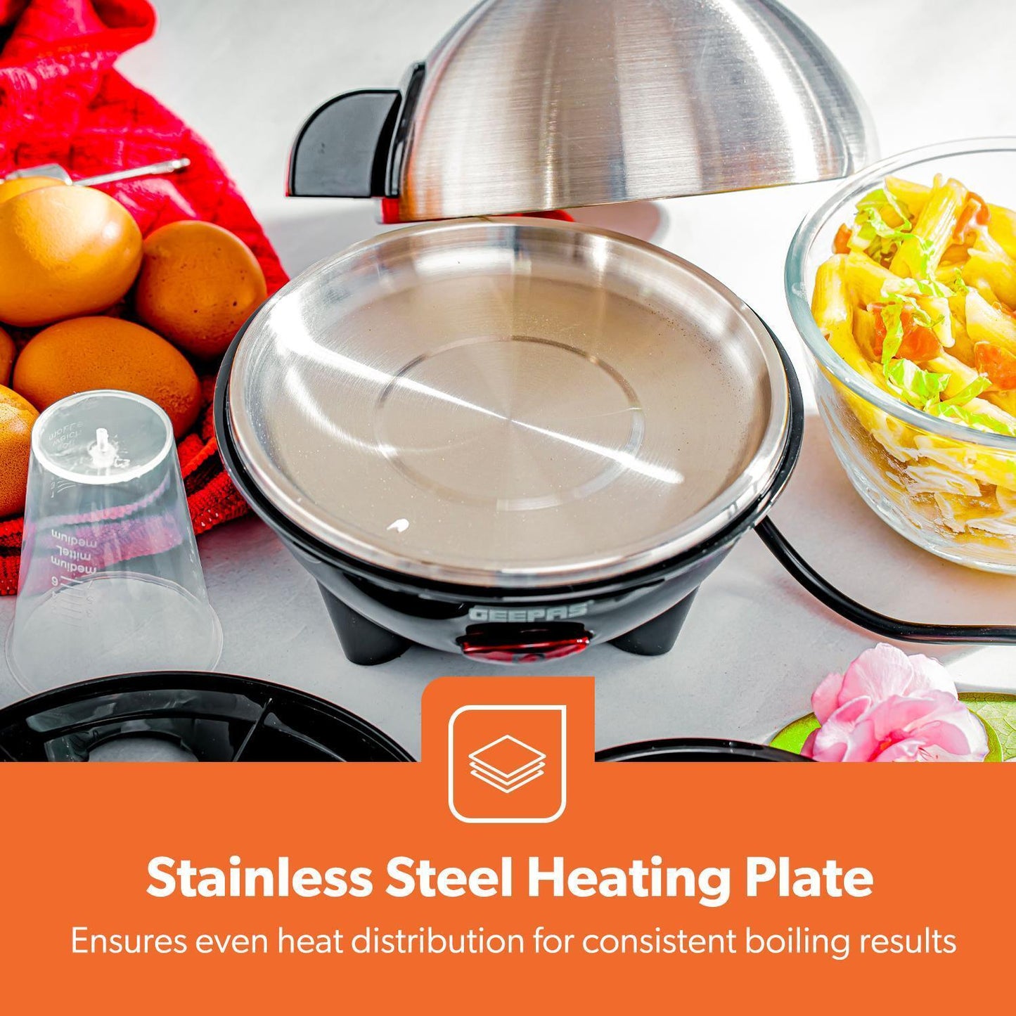 Egg Boiler Cooker Poacher Steamer Omelette Maker Boiled 7 Eggs Geepas