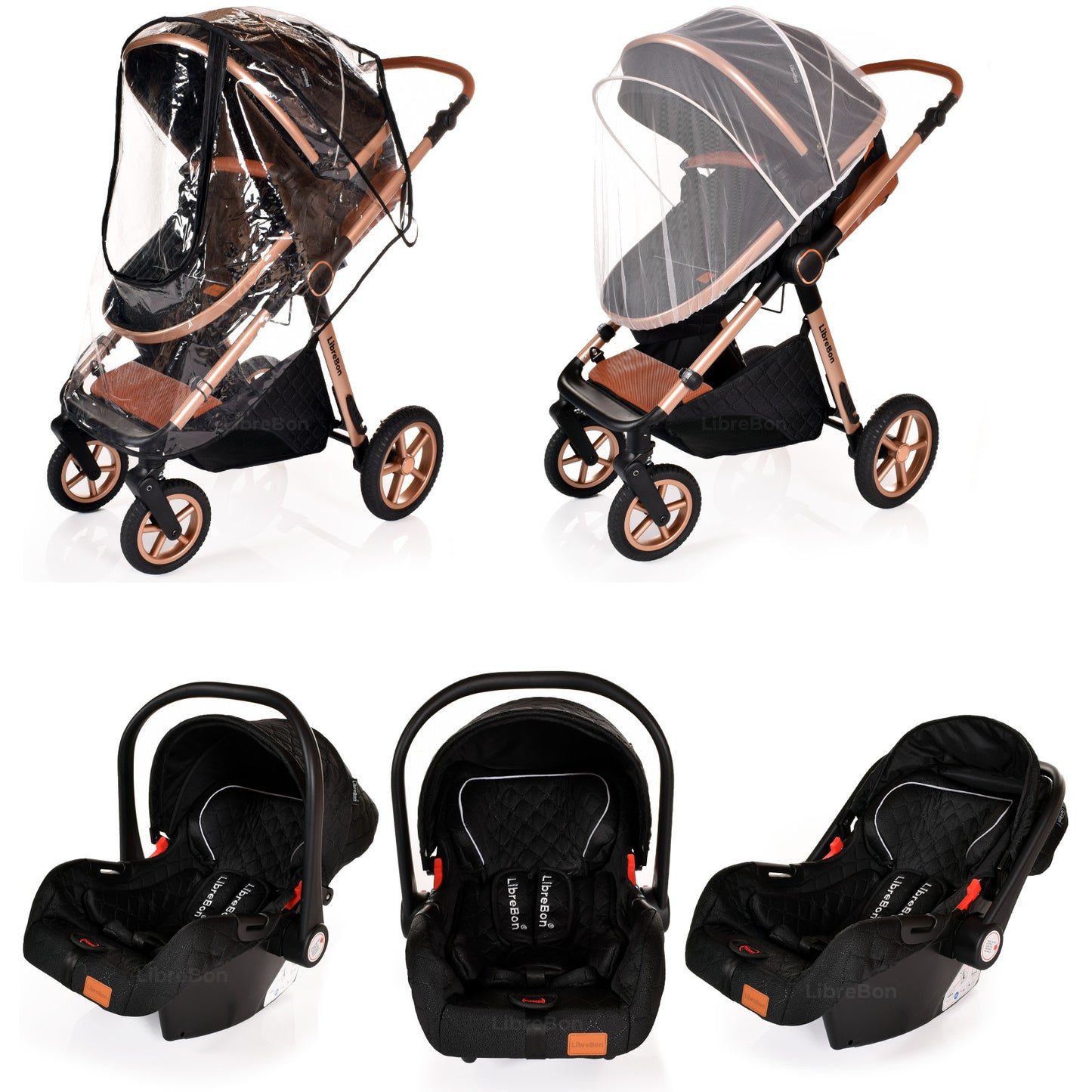 3 in 1 Pram Newborn Baby Buggy Set Travel System with Car Seat Folding Pushchair