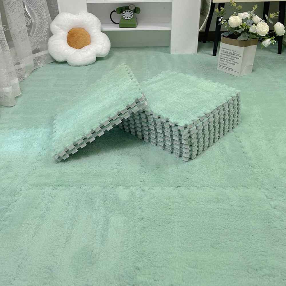 24pcs Interlocking Floor Mat Plush Foam Carpet Tiles Fluffy Square Area Carpets