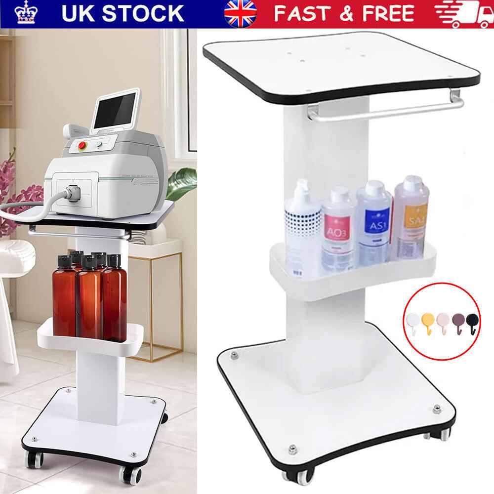 White Beauty Salon Trolley On Wheels SPA Machine Storage Rolling Trolley Cart K